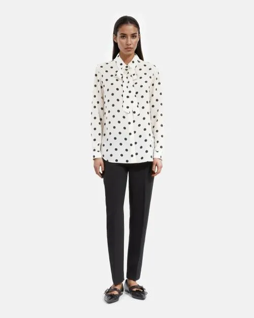 Women Shirts and Tops The Kooples White Polka Dot Silk Shirt White Black