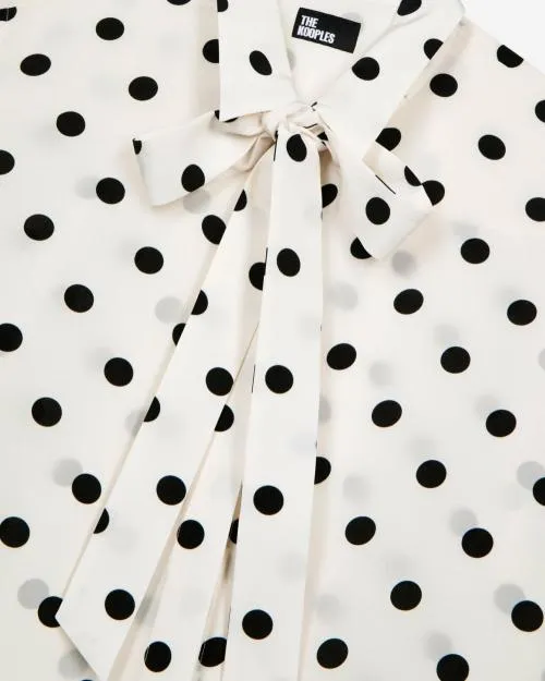 Women Shirts and Tops The Kooples White Polka Dot Silk Shirt White Black