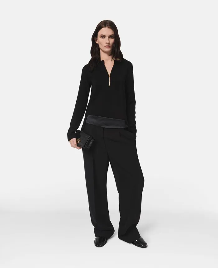 Women Shirts And Tops Stella McCartney Arlesa Double Split Hem Zip Blouse Black Women Shirts And Tops Stella McCartney Arlesa Double Split Hem Zip Blouse Black