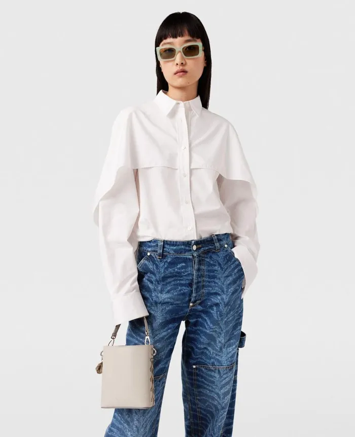 Women Shirts And Tops Stella McCartney Cape Layer Long Sleeve Shirt Pure White