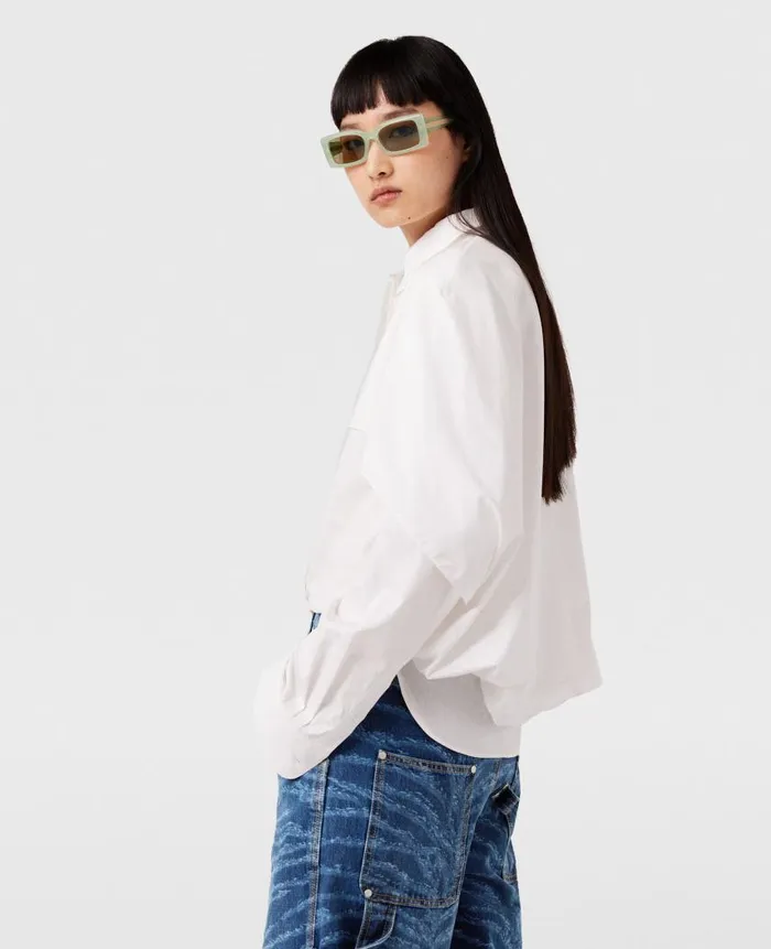 Women Shirts And Tops Stella McCartney Cape Layer Long Sleeve Shirt Pure White