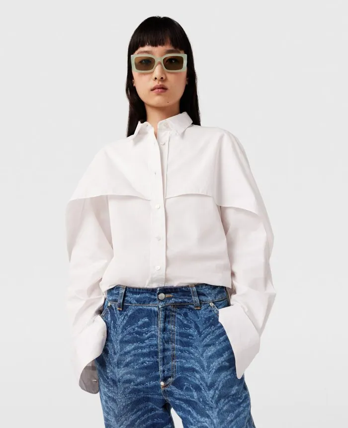 Women Shirts And Tops Stella McCartney Cape Layer Long Sleeve Shirt Pure White