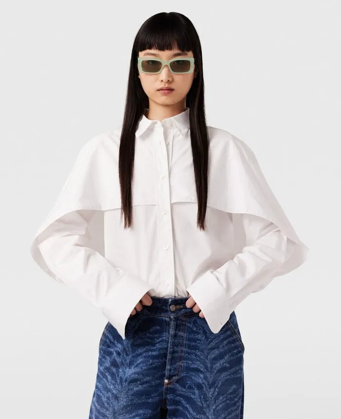 Women Shirts And Tops Stella McCartney Cape Layer Long Sleeve Shirt Pure White