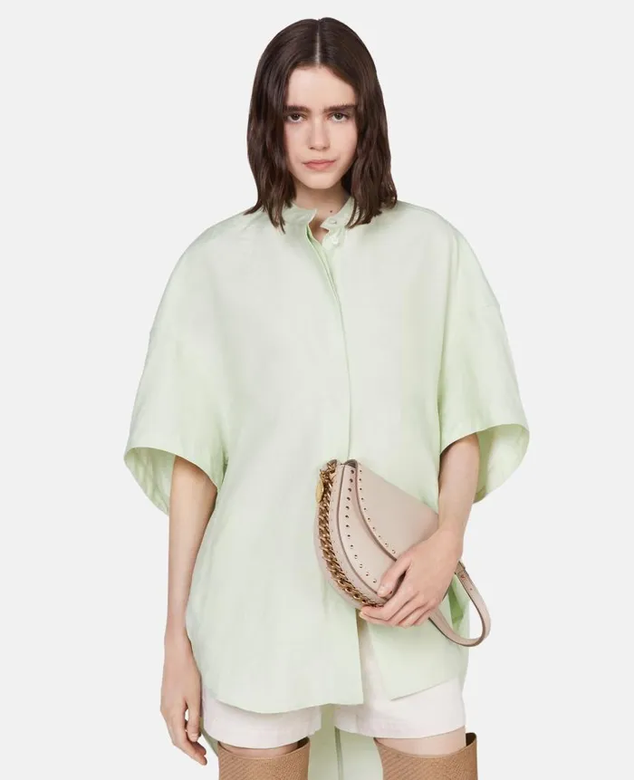 Women Shoulder Bags Stella McCartney Frayme Studded Grainy Alter Mat Medium Flap Shoulder Bag Oat Women Shoulder Bags Stella McCartney Frayme Studded Grainy Alter Mat Medium Flap Shoulder Bag Oat
