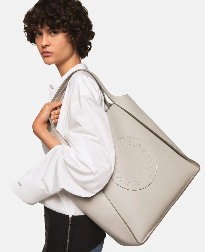 Women Shoulder Bags Stella McCartney Logo Tote Bag Fog Grey