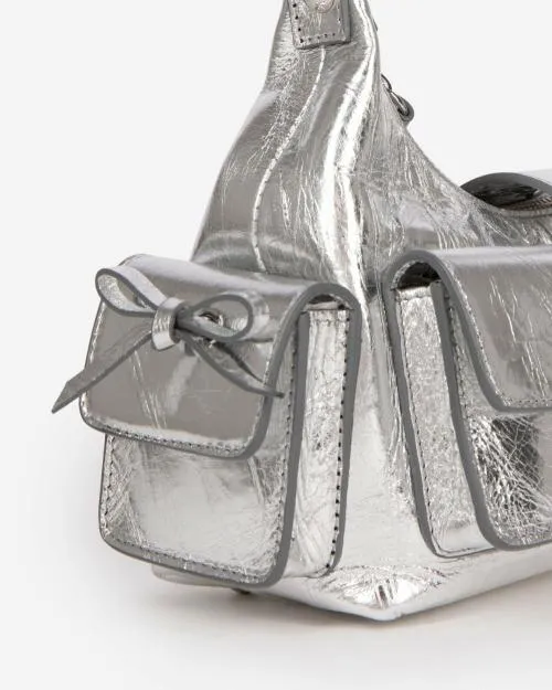 Women Shoulder Bags The Kooples Amelia Small Bag In Silver Cracked Leather Silver
