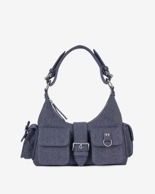 Women Shoulder Bags The Kooples Blue Denim Amelia Bag Used Rapiece