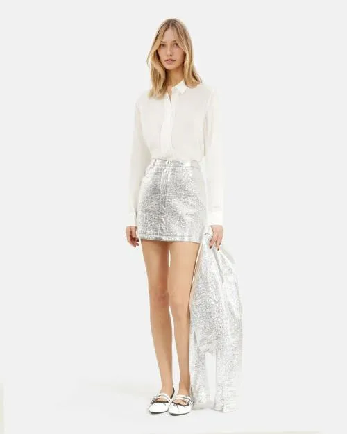 Women Skirts and Shorts The Kooples Short Silver Skirt Silver