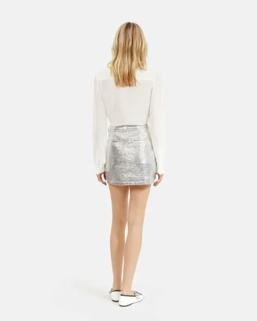 Women Skirts and Shorts The Kooples Short Silver Skirt Silver
