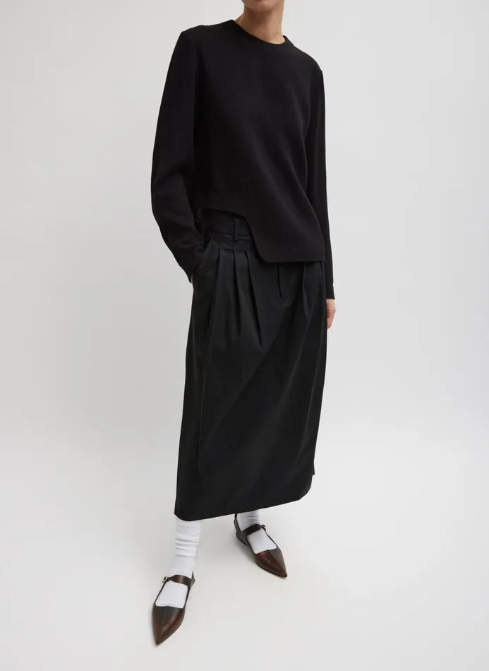 Women Skirts Tibi Bio Twill Triple Pleat Skirt Black