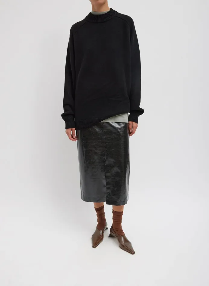 Women Skirts Tibi Glossed Jersey Pencil Skirt Black