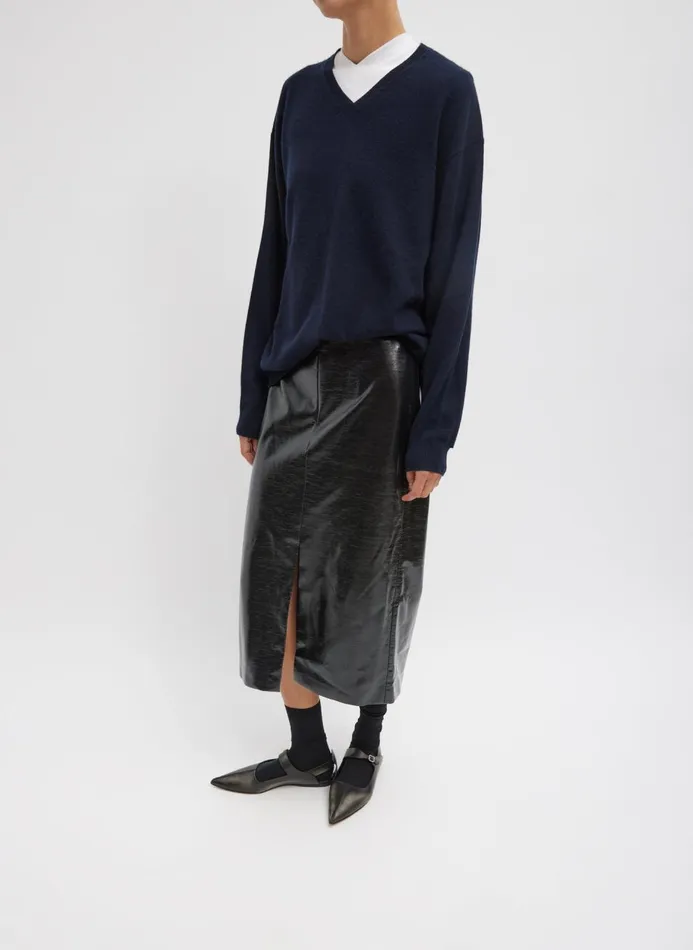 Women Skirts Tibi Glossed Jersey Pencil Skirt Black