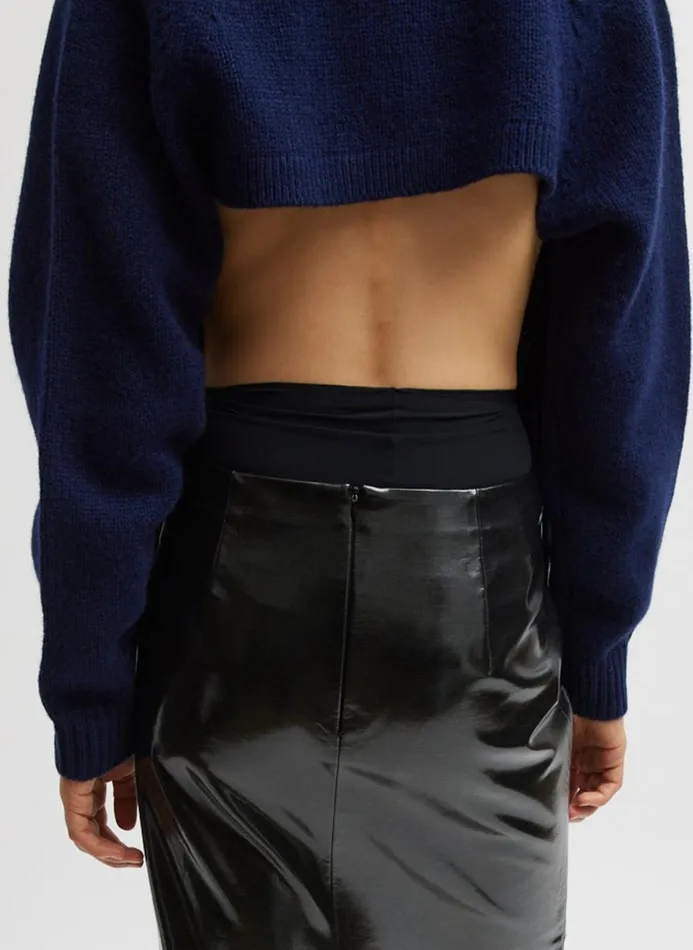 Women Skirts Tibi Glossed Jersey Pencil Skirt Black