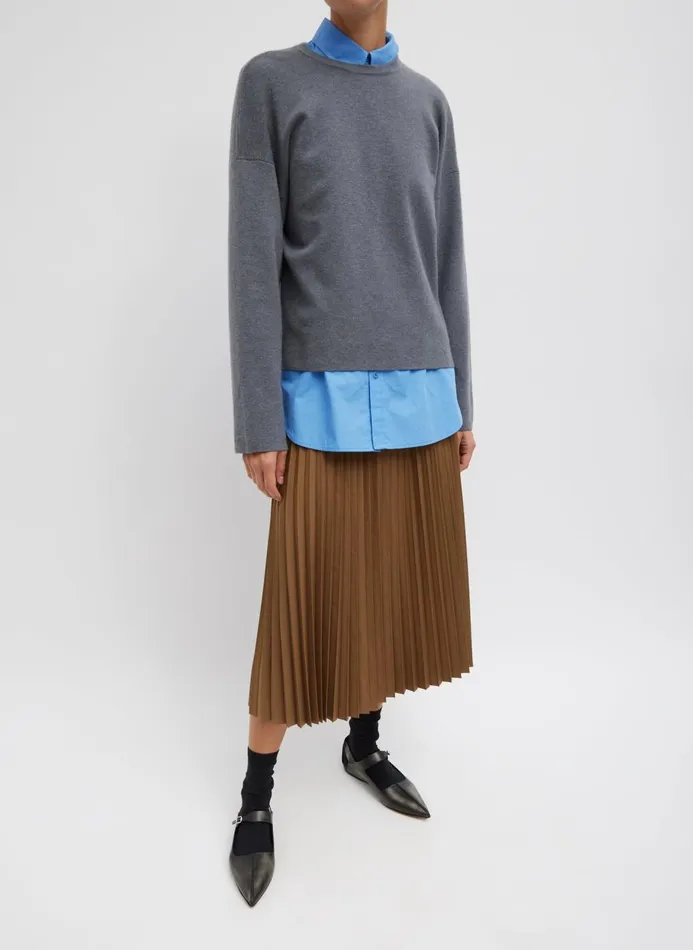Women Skirts Tibi Nylon Pleating Sunray Pull On Skirt Loden