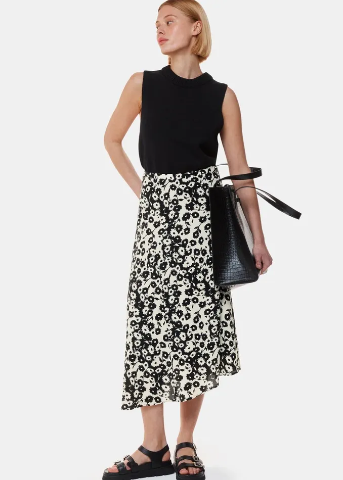 Women Skirts Whistles Black And White Riley Floral Print Skirt