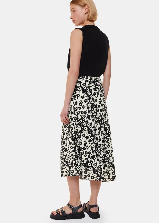 Women Skirts Whistles Black And White Riley Floral Print Skirt