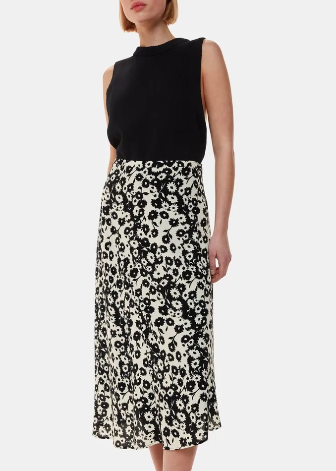 Women Skirts Whistles Black And White Riley Floral Print Skirt