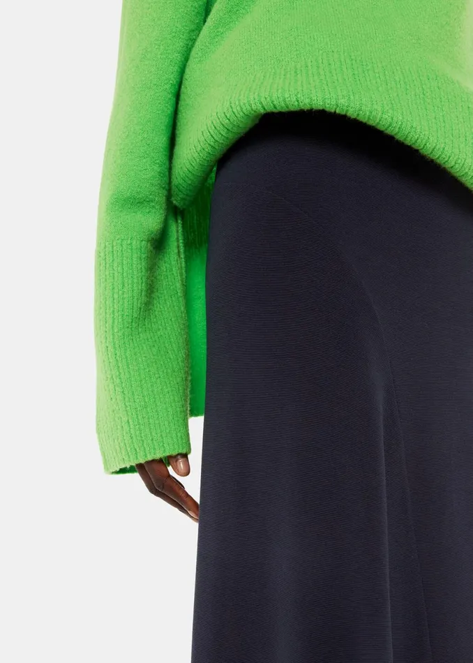 Women Skirts Whistles Navy Ottoman Rib Curved Hem Skirt