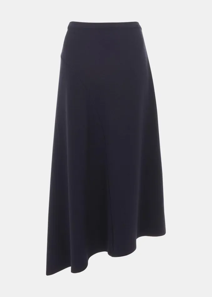 Women Skirts Whistles Navy Ottoman Rib Curved Hem Skirt