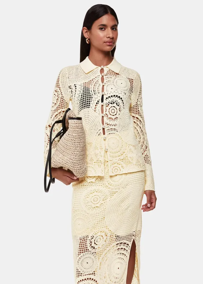 Women Skirts Whistles Yellow Crochet Circle Skirt