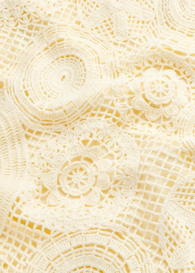 Women Skirts Whistles Yellow Crochet Circle Skirt
