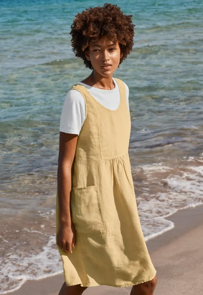 Women Sleeveless Dress Soft Yellow Poetry Fashion Dresses and Skirts