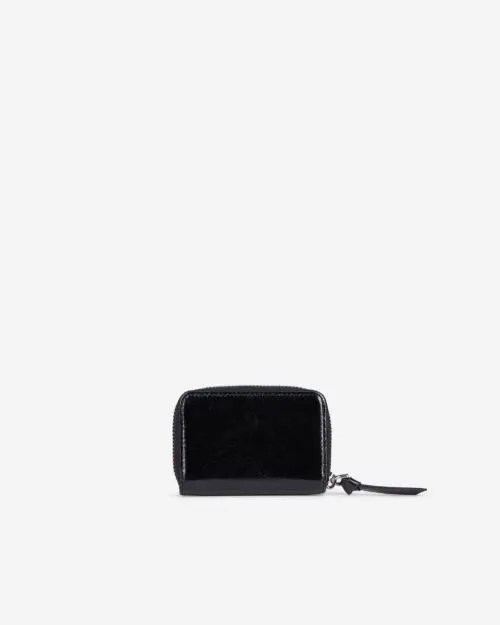 Women Small Leather Goods The Kooples Amelia Black Leather Coin Purse Black