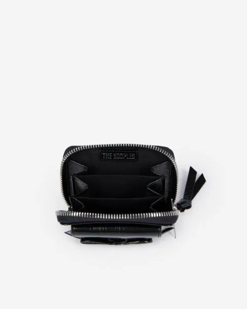 Women Small Leather Goods The Kooples Amelia Black Leather Coin Purse Black
