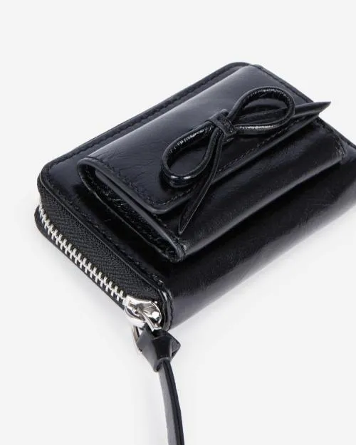 Women Small Leather Goods The Kooples Amelia Black Leather Coin Purse Black
