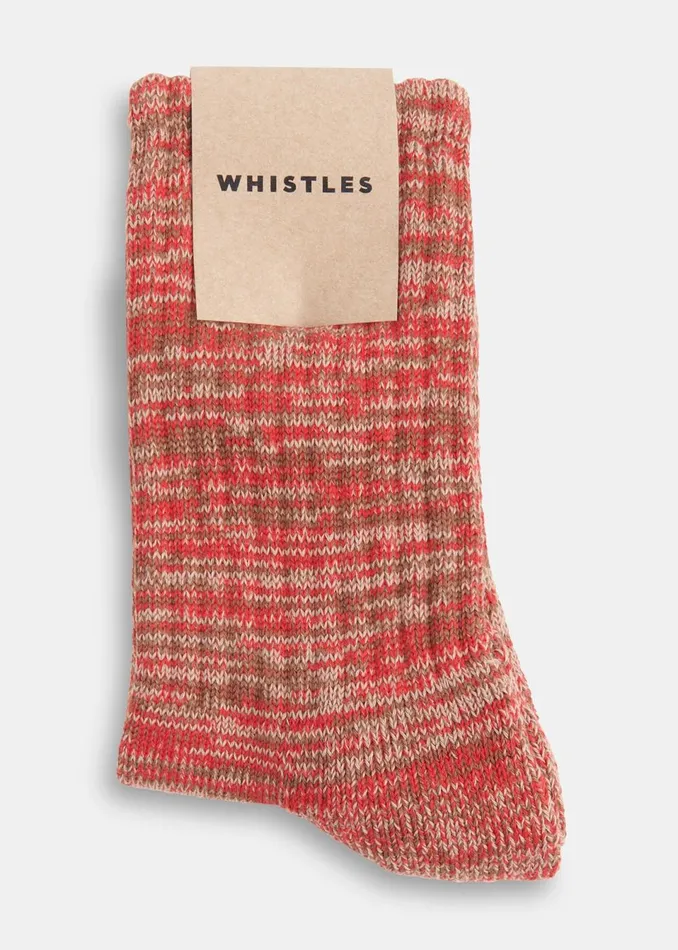 Women Socks and Tights Whistles Red Chunky Marl Socks