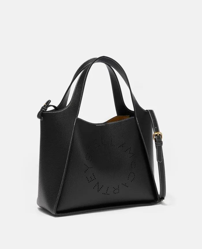 Women Stella Icons Stella McCartney Logo Grainy Alter Mat Crossbody Bag Black