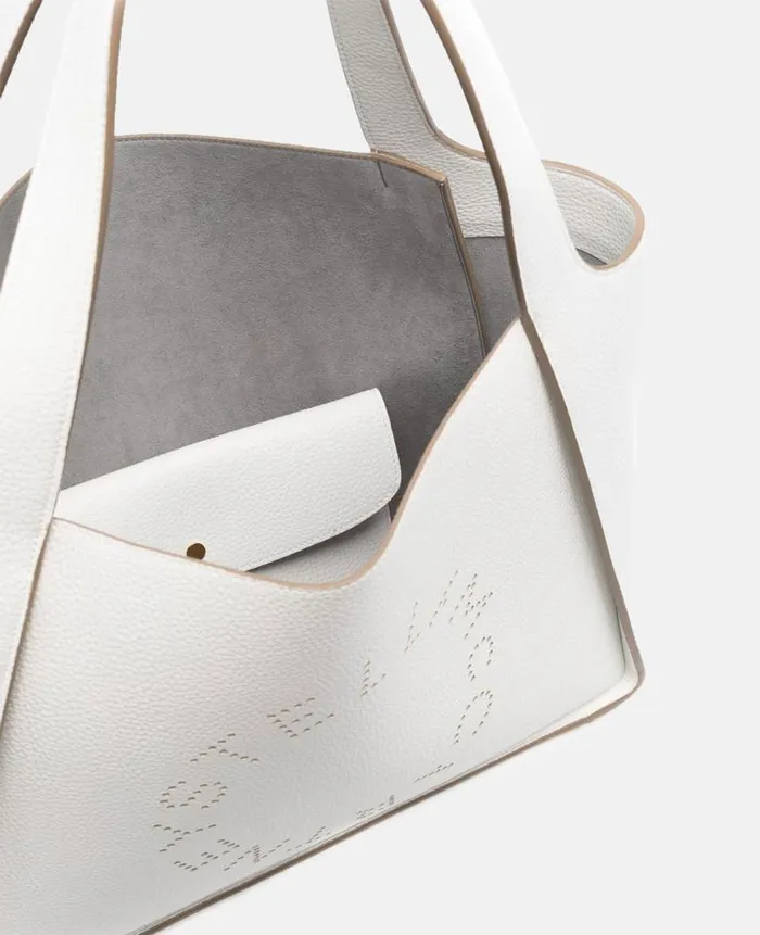 Women Stella Icons Stella McCartney Logo Grainy Alter Mat Tote Bag White