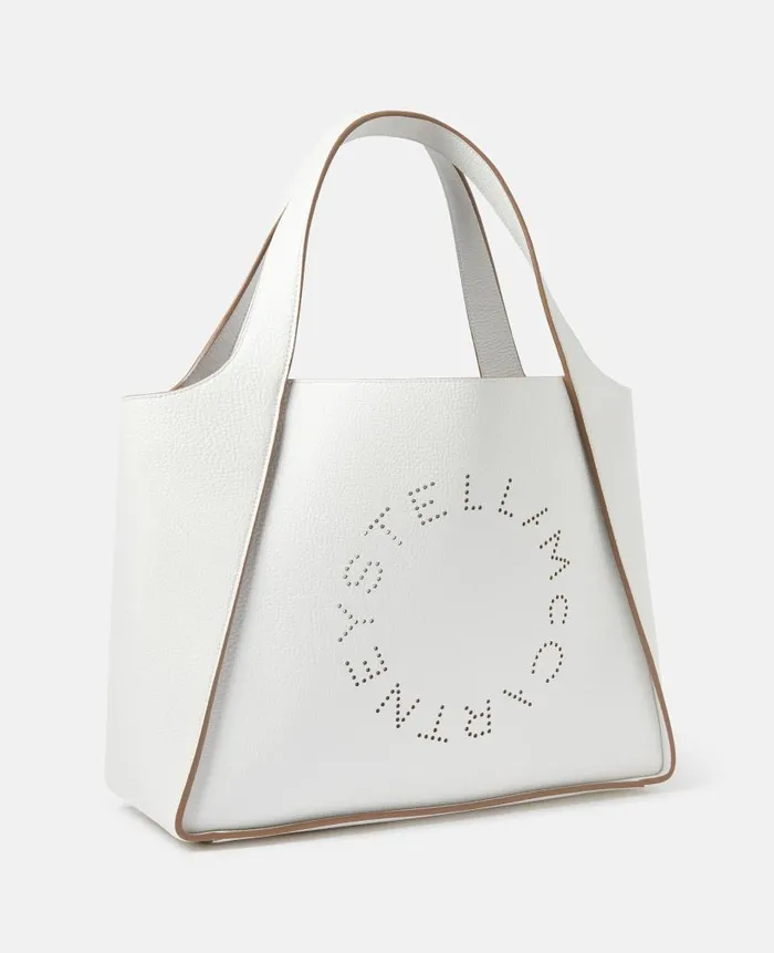 Women Stella Icons Stella McCartney Logo Grainy Alter Mat Tote Bag White