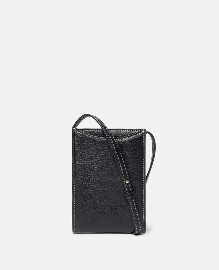 Women Strap Wallets Stella McCartney Logo Grainy Alter Mat Crossbody Phone Pouch Black Women Strap Wallets Stella McCartney Logo Grainy Alter Mat Crossbody Phone Pouch Black