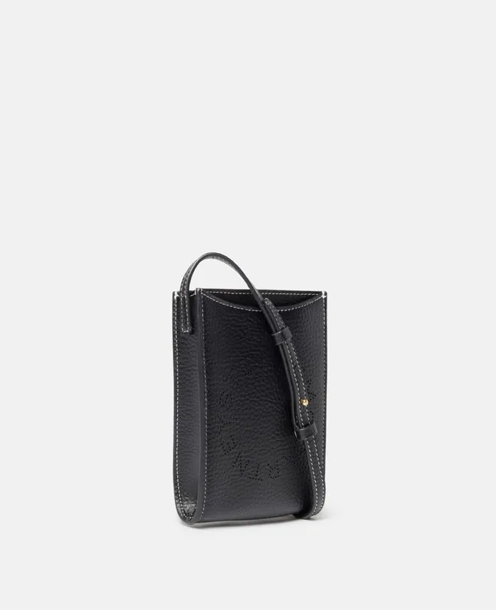 Women Strap Wallets Stella McCartney Logo Grainy Alter Mat Crossbody Phone Pouch Black Women Strap Wallets Stella McCartney Logo Grainy Alter Mat Crossbody Phone Pouch Black