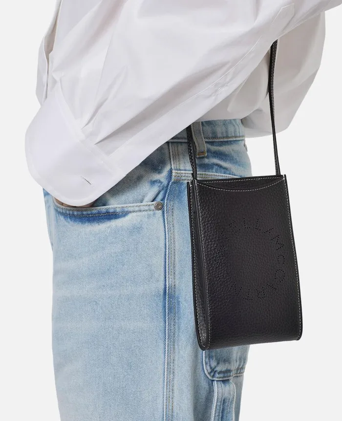 Women Strap Wallets Stella McCartney Logo Grainy Alter Mat Crossbody Phone Pouch Black Women Strap Wallets Stella McCartney Logo Grainy Alter Mat Crossbody Phone Pouch Black