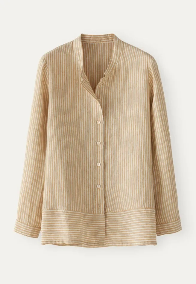 Women Striped Shirt Gold Cream Poetry Fashion Shirts and Tunics