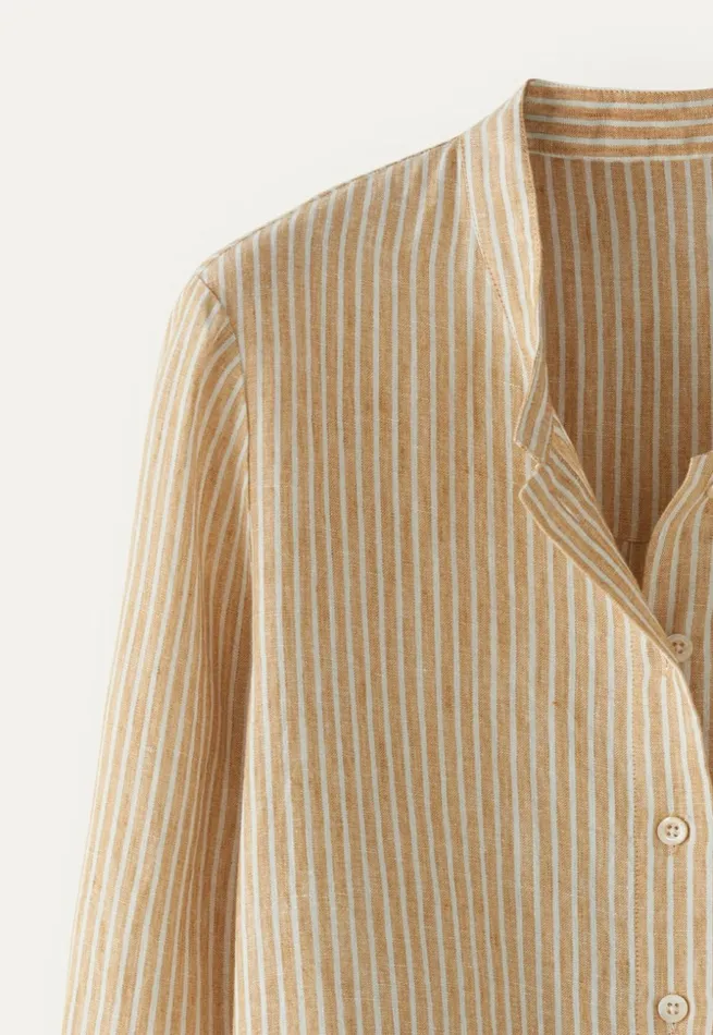 Women Striped Shirt Gold Cream Poetry Fashion Shirts and Tunics
