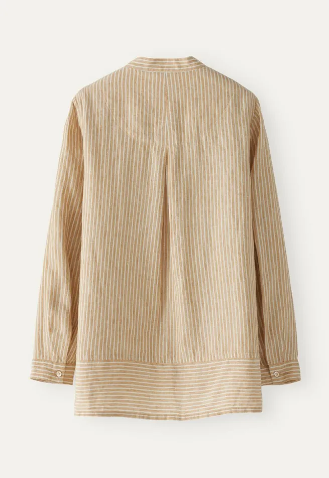 Women Striped Shirt Gold Cream Poetry Fashion Shirts and Tunics