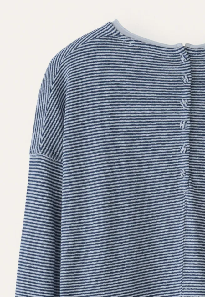 Women Striped Vneck Top Midnight White Poetry Fashion TShirt and Tops