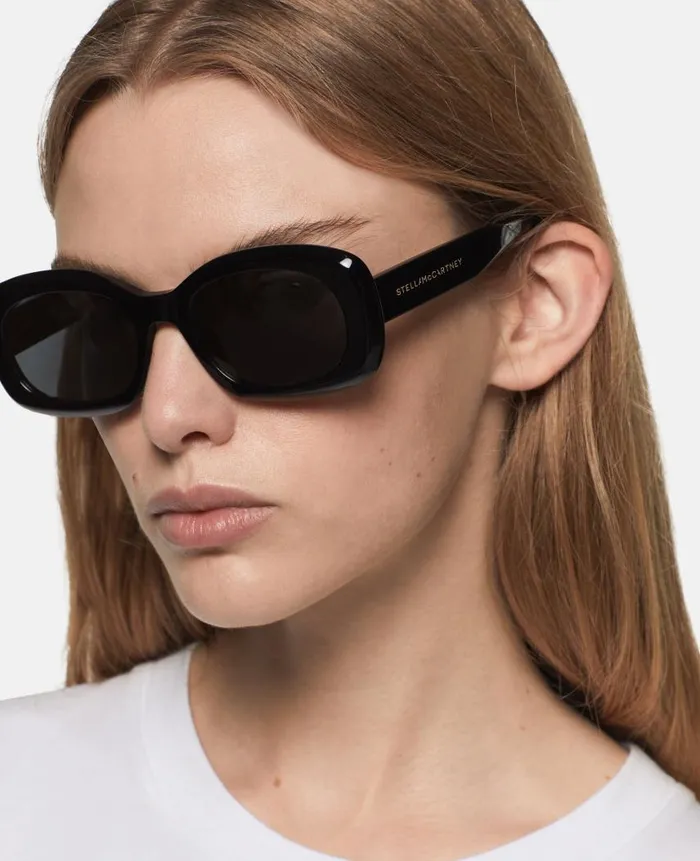 Women Sunglasses Stella McCartney Chunky Oval Sunglasses Glossy Black