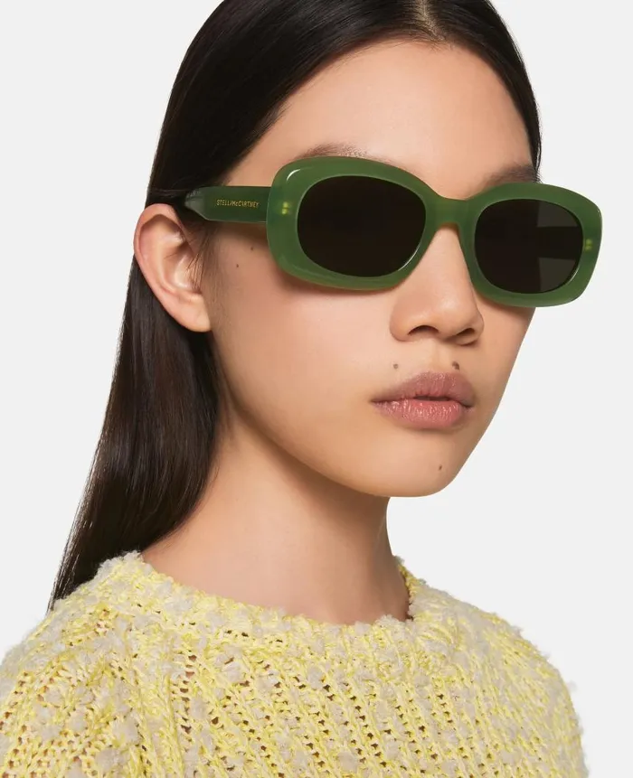 Women Sunglasses Stella McCartney Chunky Oval Sunglasses Translucent Green