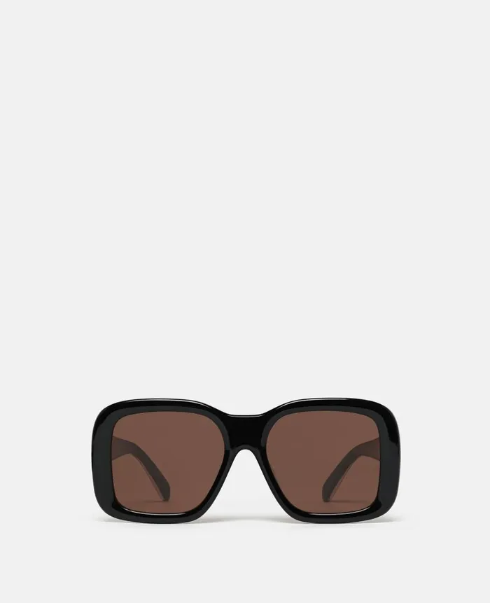 Women Sunglasses Stella McCartney Oversized Square Sunglasses Shiny Black
