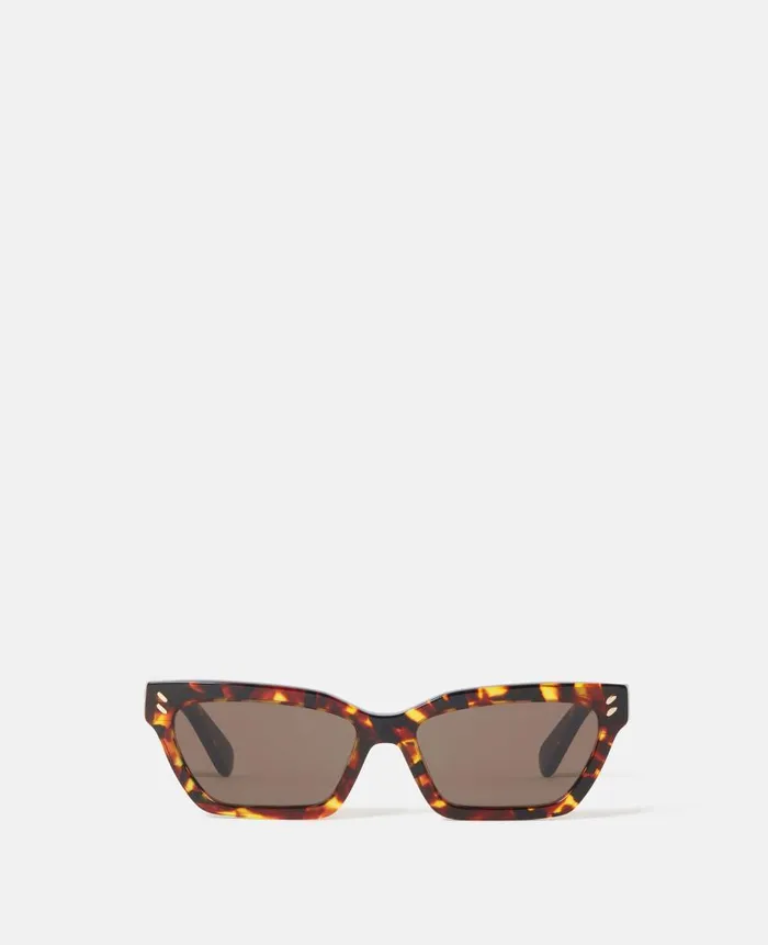 Women Sunglasses Stella McCartney Rectangular CatEye Sunglasses Orange Havana