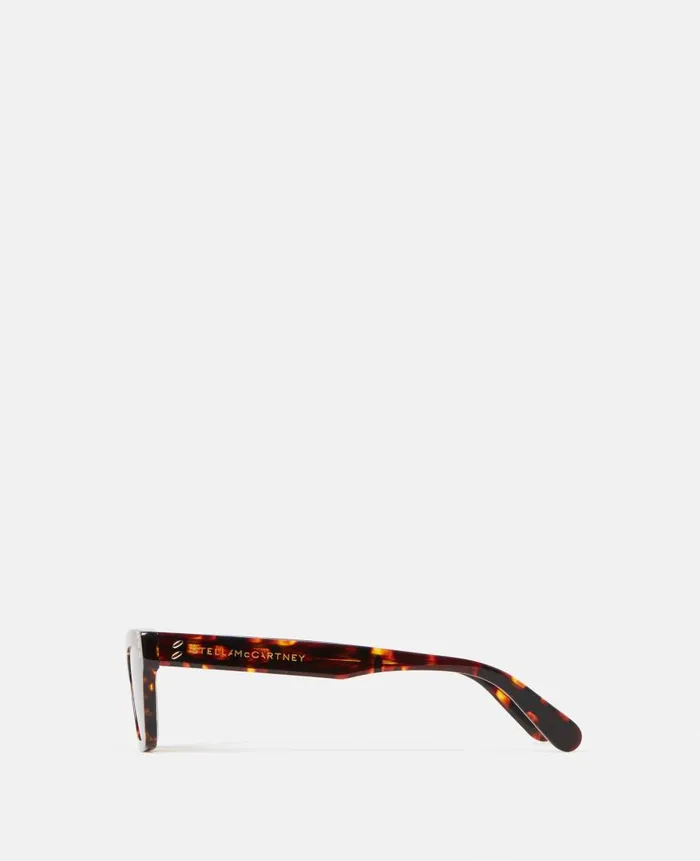 Women Sunglasses Stella McCartney Rectangular CatEye Sunglasses Orange Havana