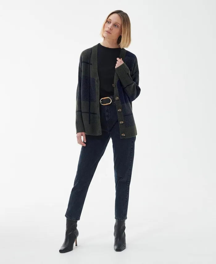 Women Sweaters and Knitwear Barbour Marie Cardigan Classic Blacksage Tartan Women Sweaters and Knitwear Barbour Marie Cardigan Classic Blacksage Tartan