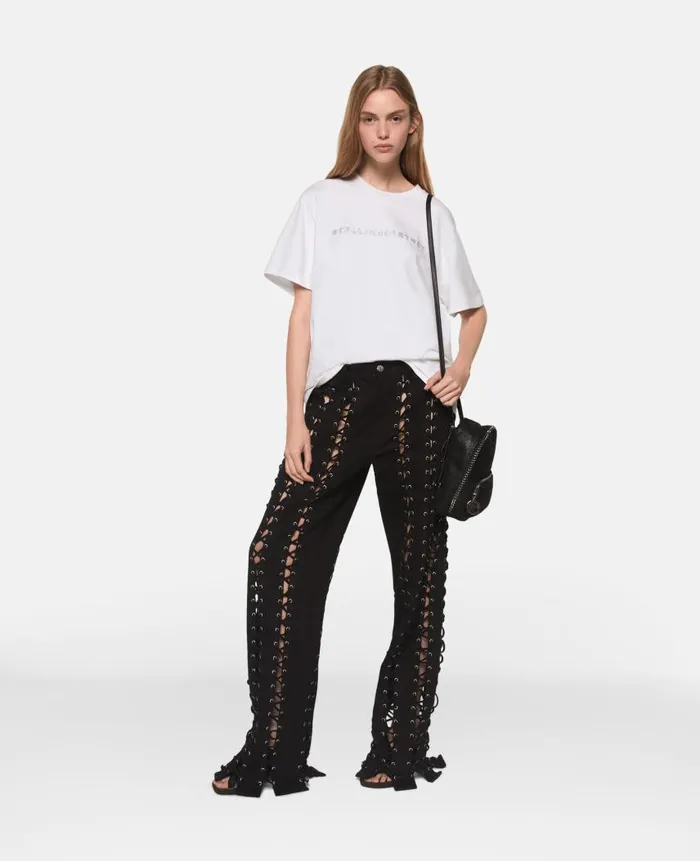 Women Sweatshirts And TShirts Stella McCartney Graphic Oversized Cotton TShirt Pure White