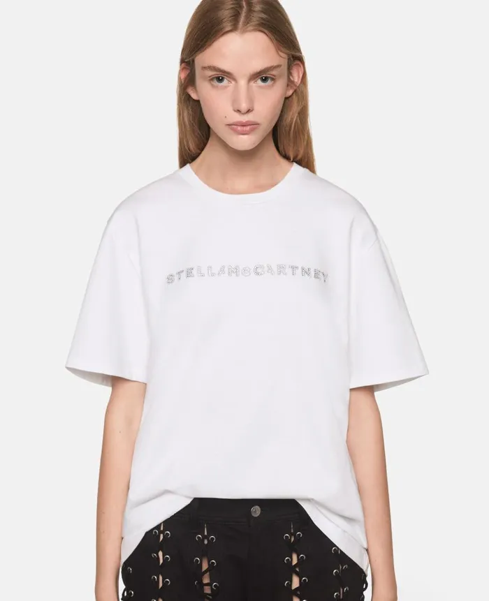 Women Sweatshirts And TShirts Stella McCartney Graphic Oversized Cotton TShirt Pure White