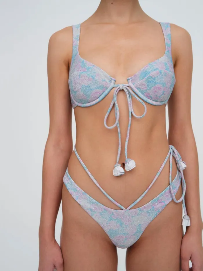 Women Swim For Love and Lemons Cole Bikini Bottom Blue Women Swim For Love and Lemons Cole Bikini Bottom Blue