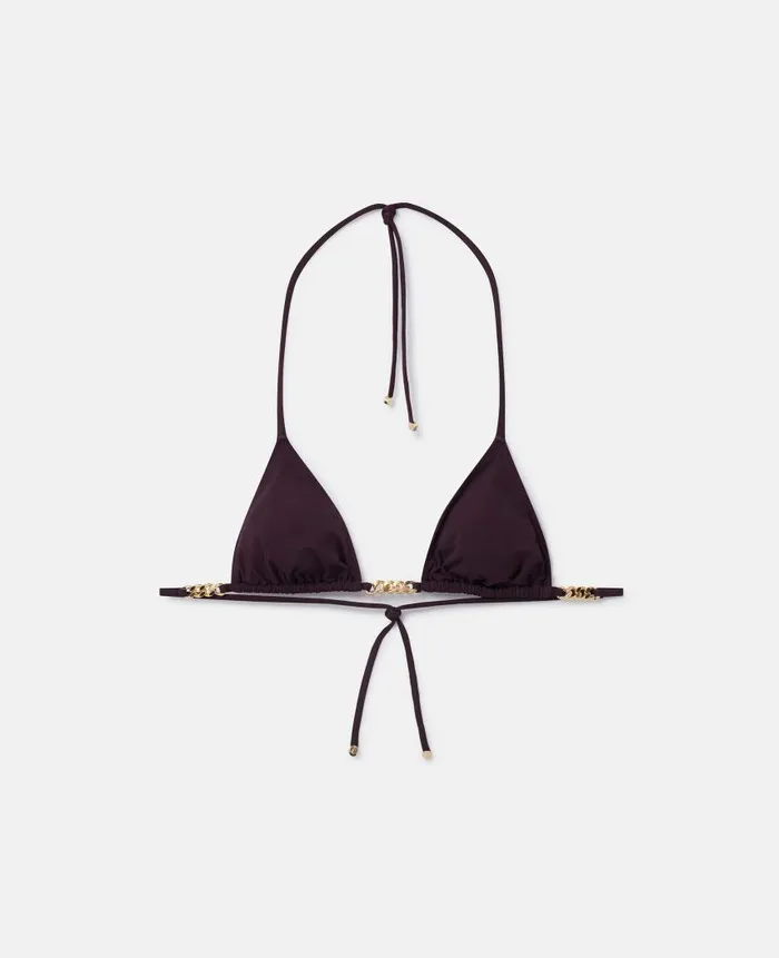 Women Swimwear Stella McCartney Falabella Chain Triangle Bikini Top Burgundy